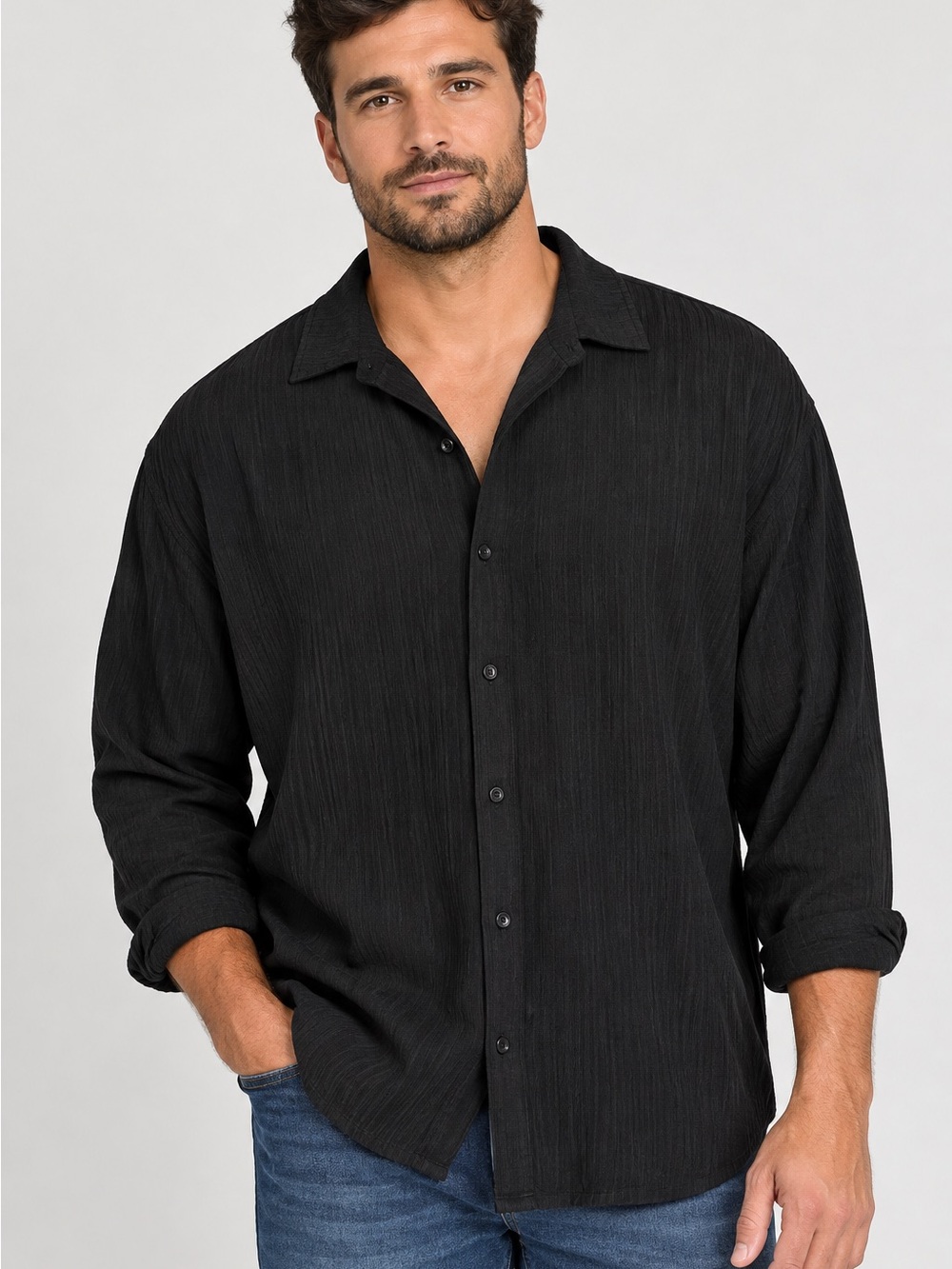 Coofandy Men's Black Casual Button-Down Shirt